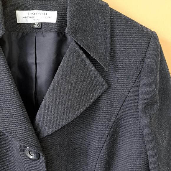 TAHARI 2-Piece Pant Suit Size Charcoal Gray 10 Petite Wool Blend - Picture 5 of 11